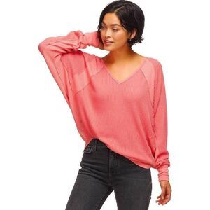 Free People We the Free Oversized Santa Clara V-Neck Top - Prairie Rose
